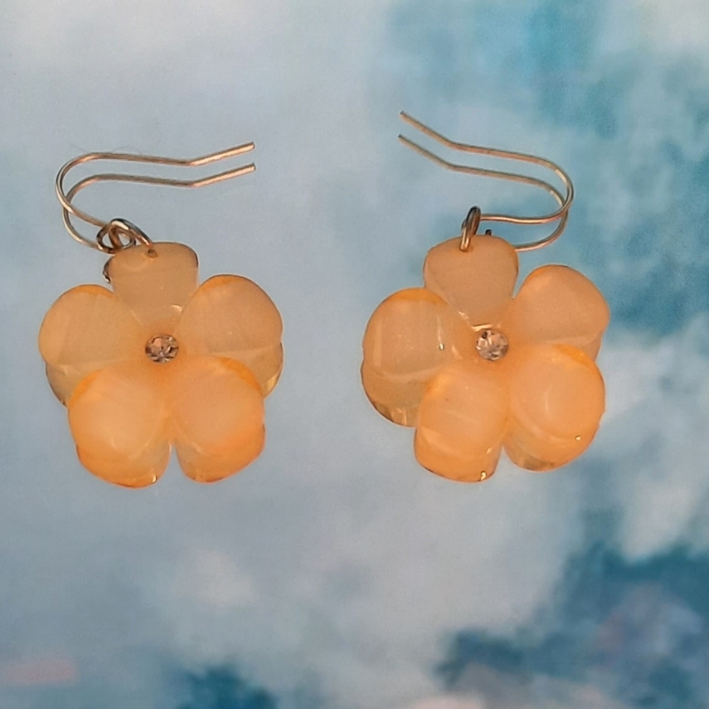 Yellow flower dangle earrings